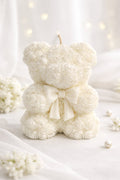 White Rose Teddy Bear Decorative Candle